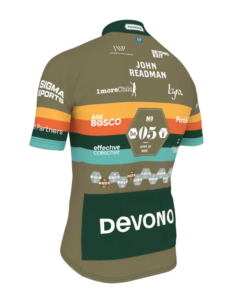 Founders Leg 5 jersey, back, with sponsor logos