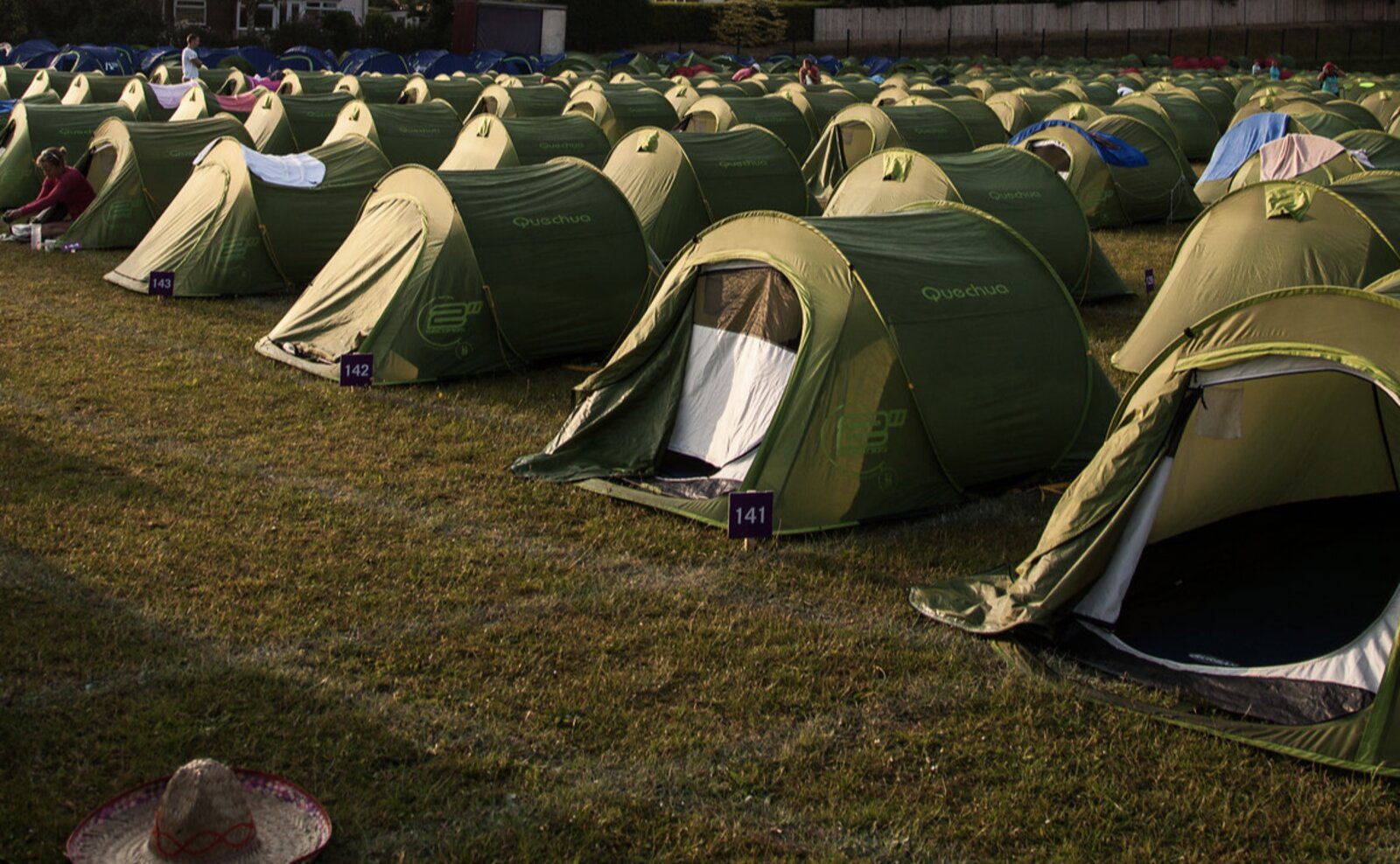 Wild camping — individual tents (doubles for couples) with inflatable mats and sleeping bags