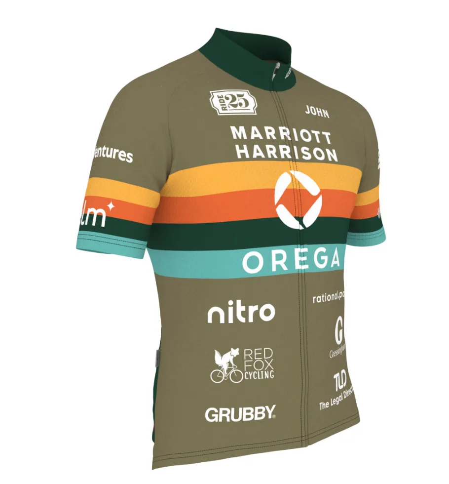 Founders Leg 5 jersey, front, with sponsor logos