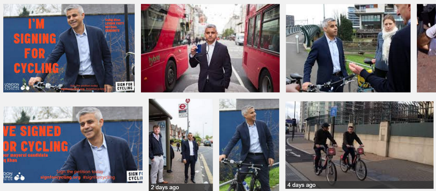 Sadiq Khan riding a bike