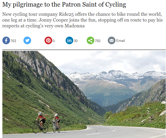 Ride25 in the Telegraph