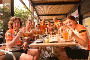 Well deserved beers after a day in the saddle