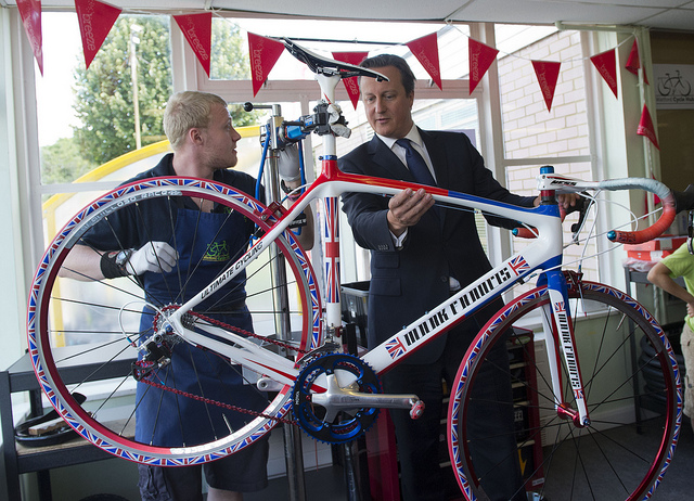 David Cameron with bike