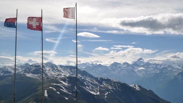 Flags atop the pass