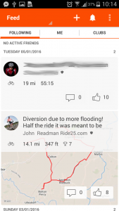 Strava home screen interface