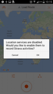 Strava location prompt