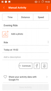 Strava Manual Activity